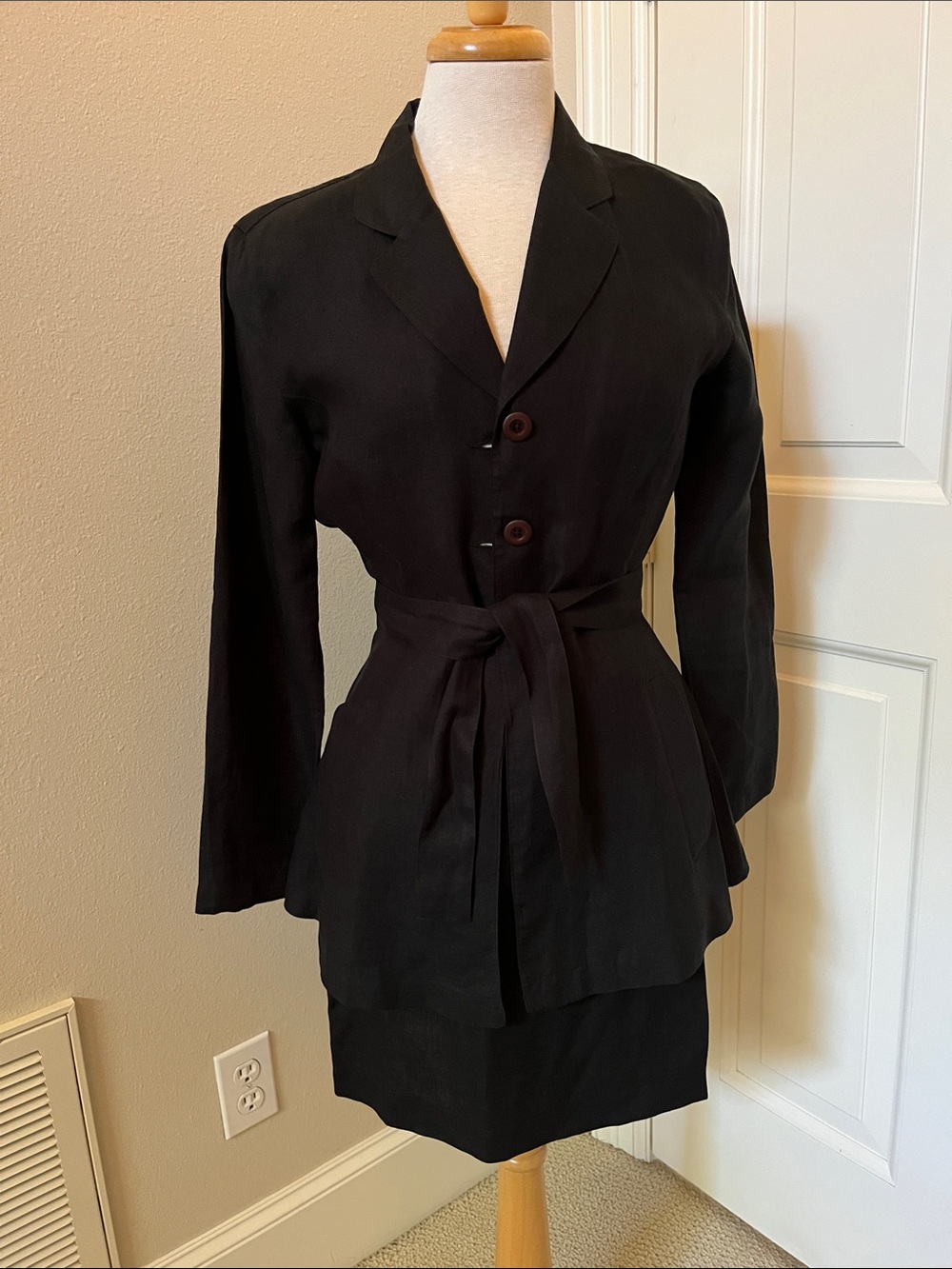 Armani Exchange Black Tie-Waist Blazer